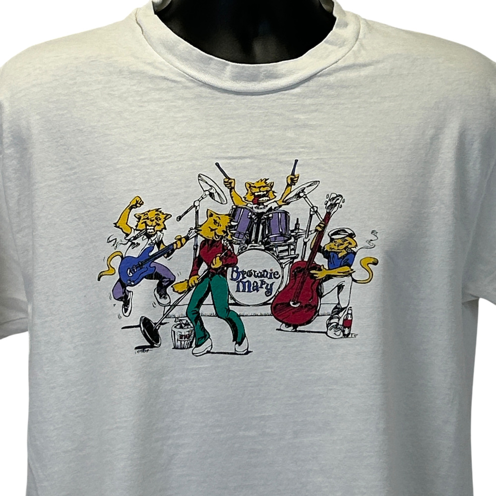 Vintage 90s Brownie Mary Band T Shirt White Pittsburgh Pennsylvania Mens L Large